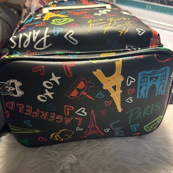 Karl Lagerfeld Paris Maybelle Collection Graffiti In Paris Backpack Black NWT - Picture 6 of 13